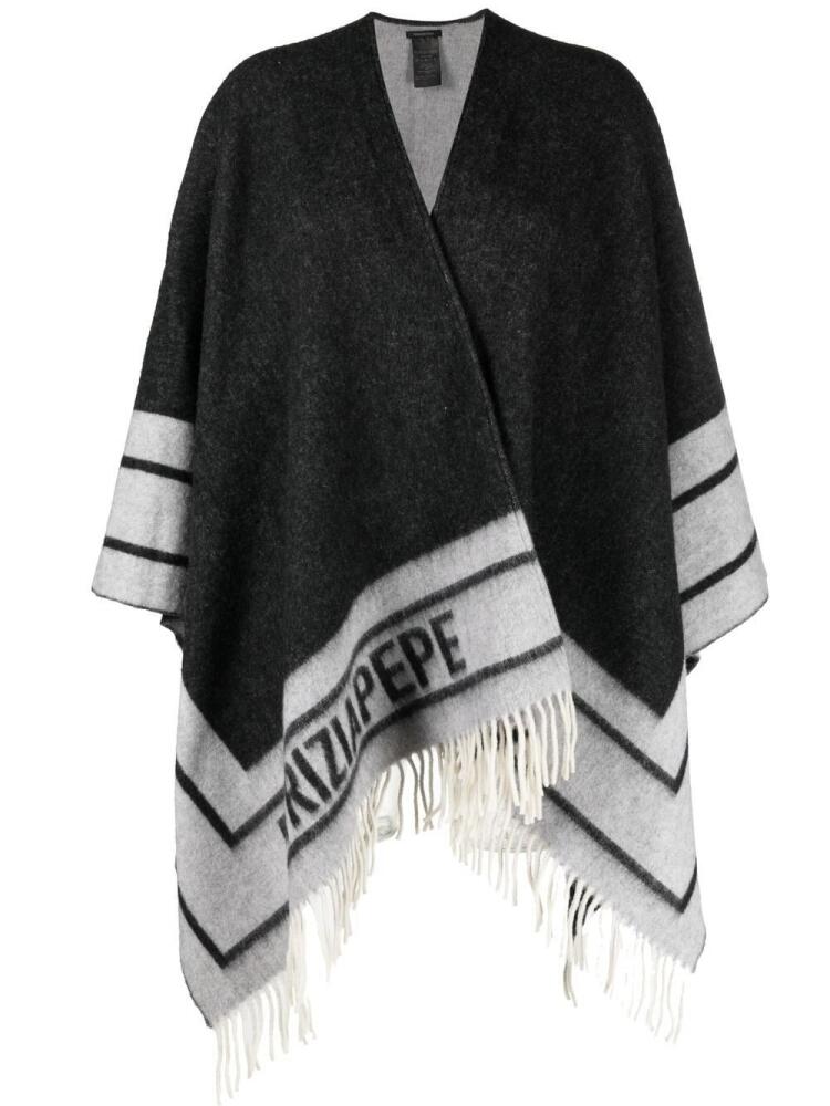 Patrizia Pepe double-faced fringed poncho - Grey Cover