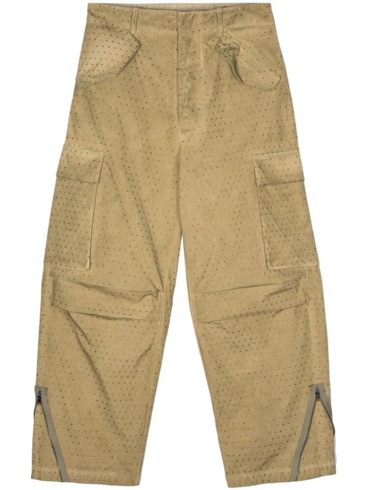 Laneus rhinestone-embellished cargo pants - Green Cover