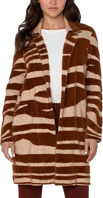 Liverpool Los Angeles Open Front Coatigan Sweater (Rust/ Oat Animal) Women's Clothing Cover