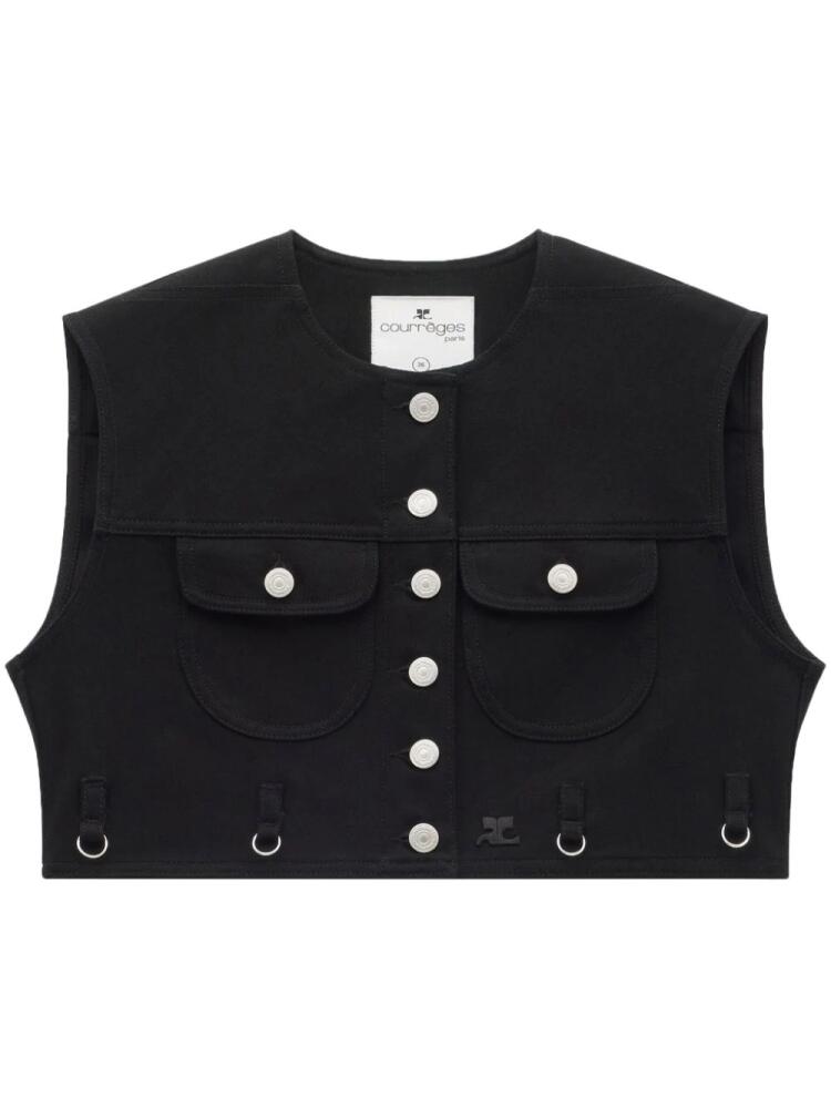 Courrèges Multiflex denim cropped vest - Black Cover