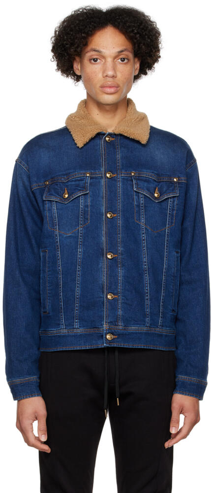 Versace Jeans Couture Blue Piece Number Denim Jacket Cover