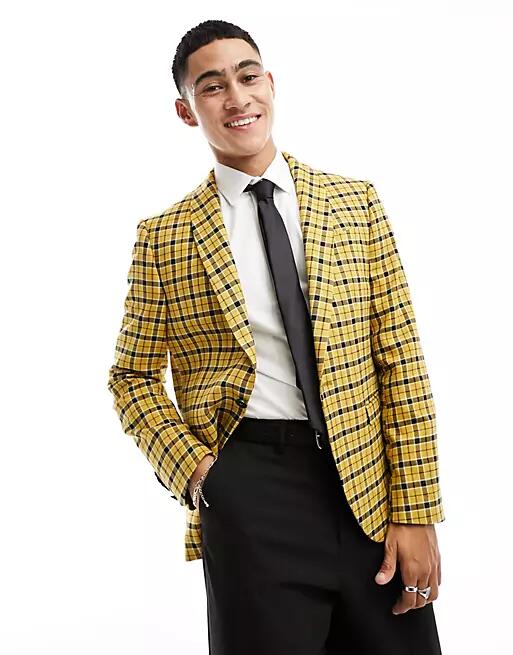 Twisted Tailor austens check suit jacket in yellow Cover