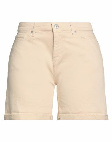 7 For All Mankind Woman Denim shorts Sand Cotton, Elastane Cover