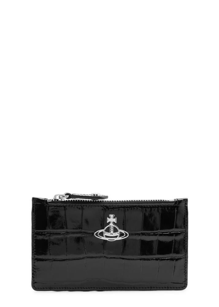 Vivienne Westwood Orb Crocodile-effect Leather Card Holder - Black Cover