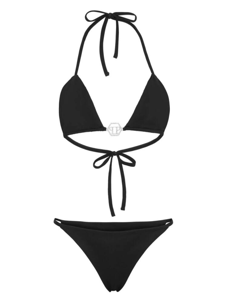 Philipp Plein logo-plaque triangle bikini set - Black Cover