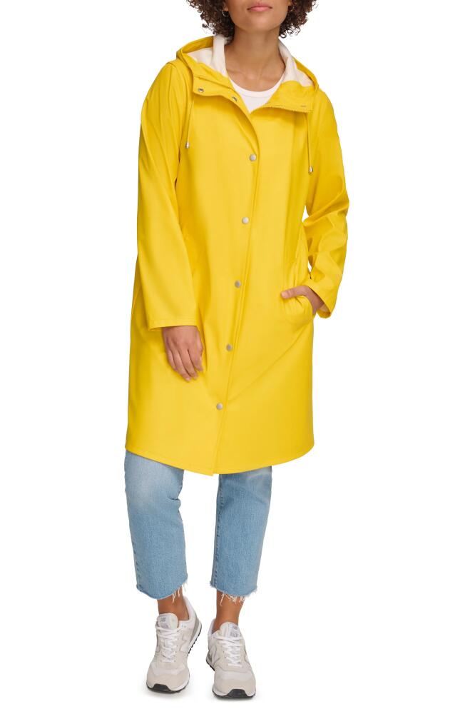 levi's Water Resistant Hooded Long Rain Jacket in Yellow Cover