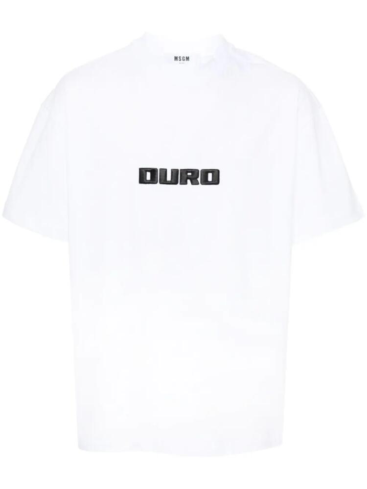 MSGM logo-embroidered cotton T-shirt - White Cover