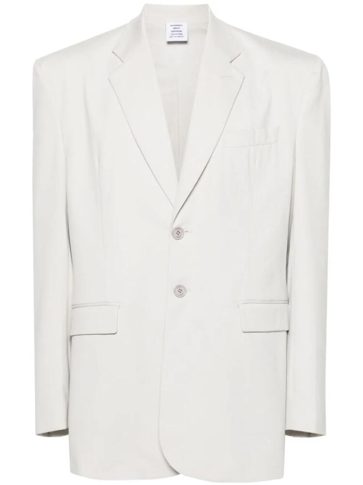 VETEMENTS single-breasted cotton blazer - Grey Cover