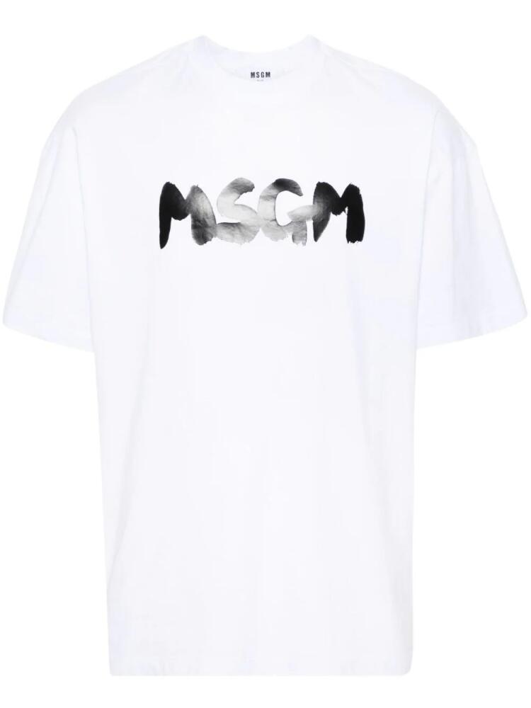 MSGM logo-print cotton T-shirt - White Cover