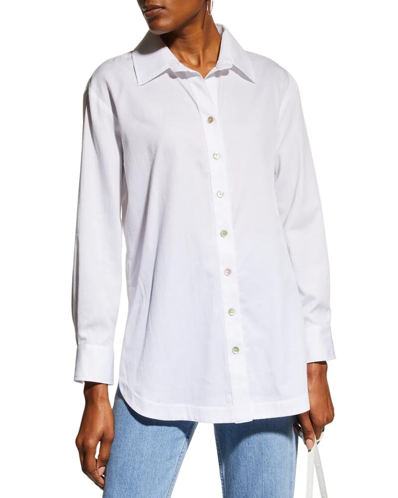 Finley Solid Cotton Lawn Boyfriend Shirt Cover