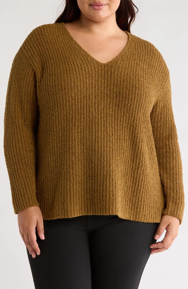 Eileen Fisher V-Neck Organic Cotton & Cashmere Blend Sweater in Gold Leaf Cover