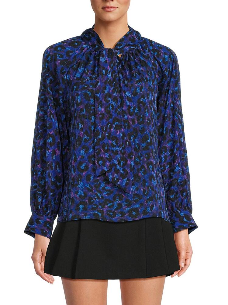 ba & sh Women's Leopard Print Blouse - Blue Cover