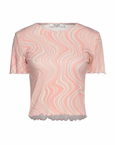 Na-kd Woman T-shirt Salmon pink Polyester, Viscose, Elastane Cover