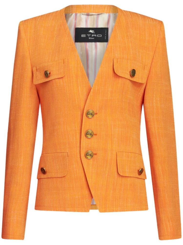 ETRO slub-effect single-breasted jacket - Orange Cover