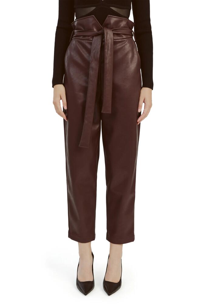 Bardot Debbie Paperbag Faux Leather Pants in Deep Plum Cover