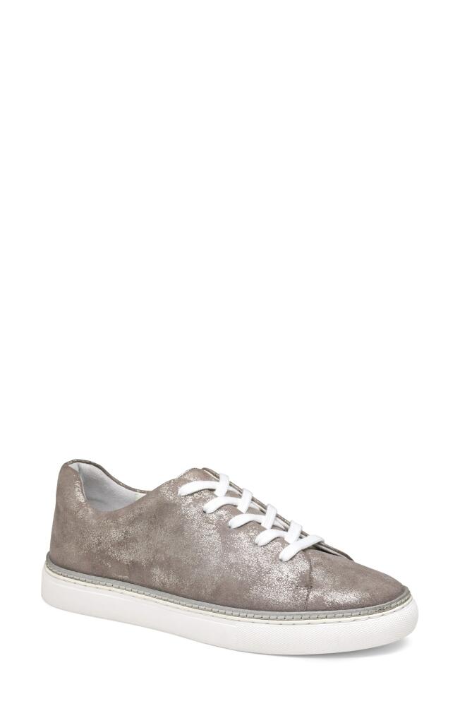 Johnston & Murphy Callie Stitch & Turn Leather Sneaker in Silver Metallic Sheepskin Cover