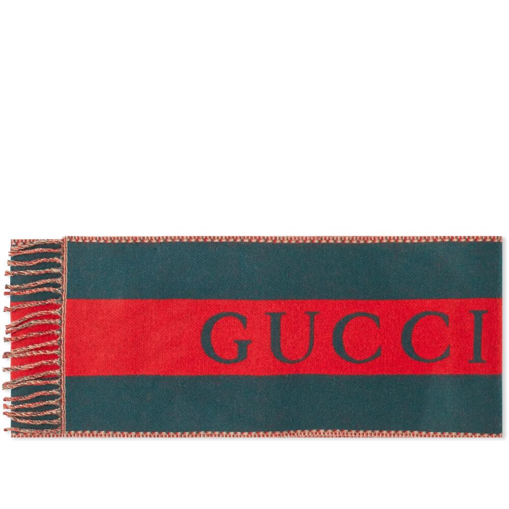 Gucci Men's Double Web Scarf in Green/Beige Cover