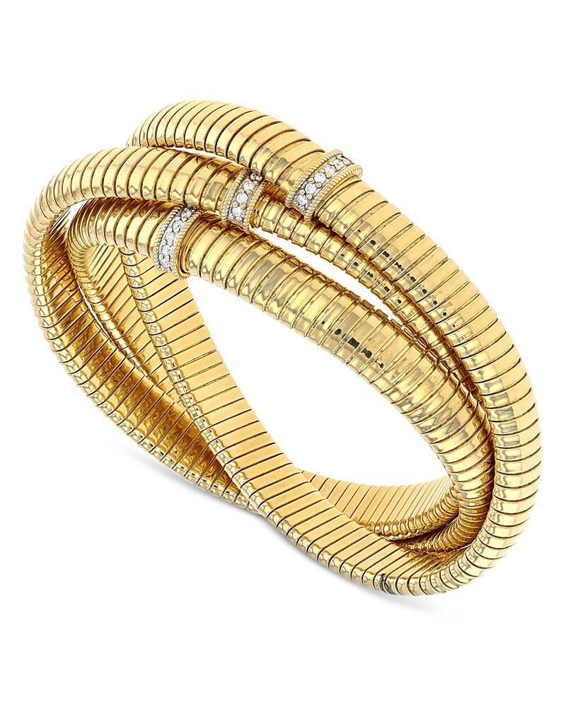 Alberto Milani 18K Yellow Gold Via Mercanti Diamond Triple Layer Tubogas Bangle Bracelet Cover