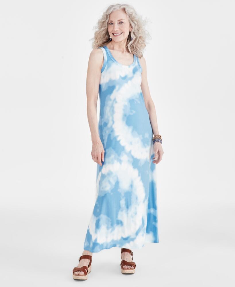 Style & Co Women's Tie-Dye Knit Maxi Dress, Created for Macy's - Blue Dye Cover