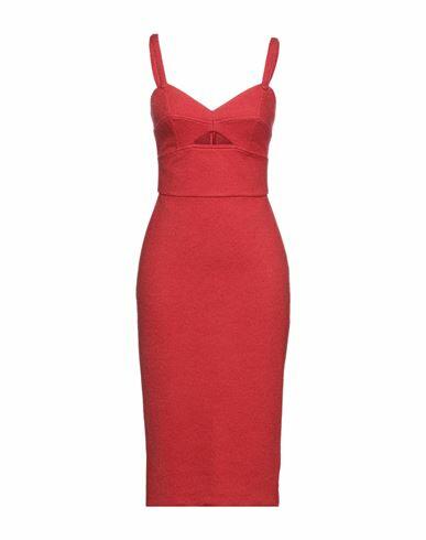 Ermanno Scervino Woman Midi dress Red Wool, Silk, Cashmere Cover