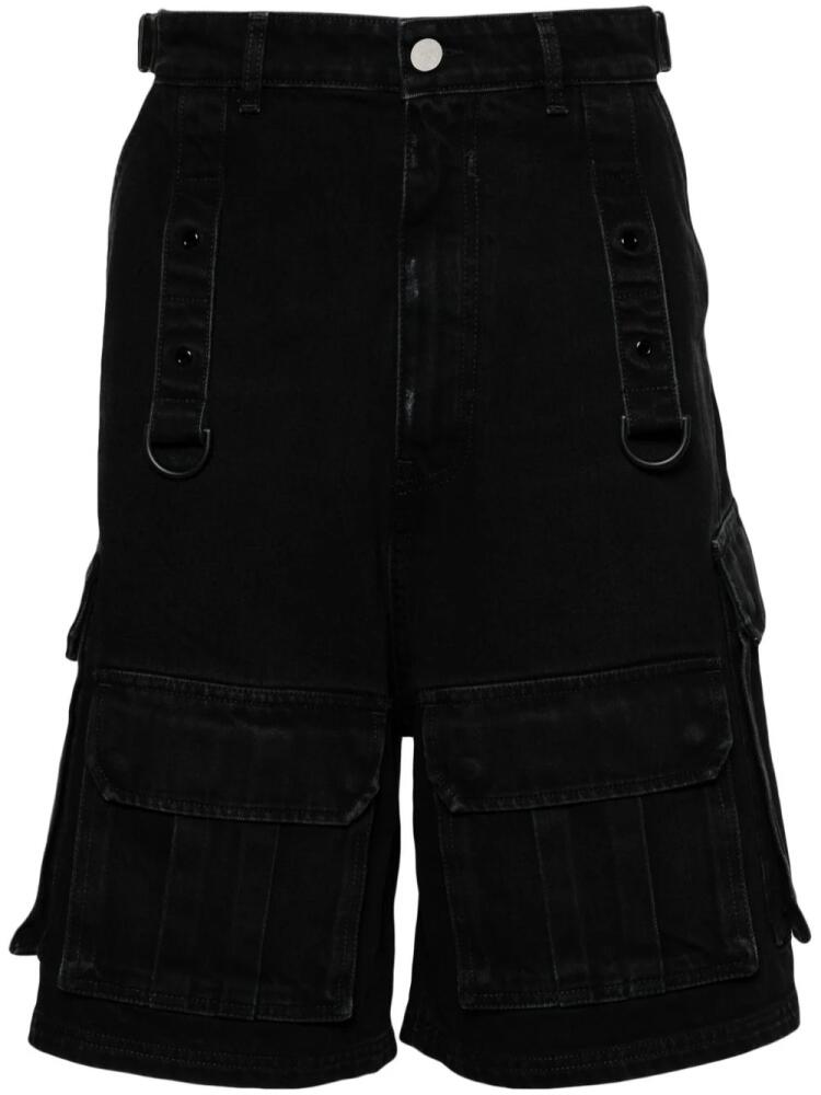 VETEMENTS high-rise denim cargo shorts - Black Cover