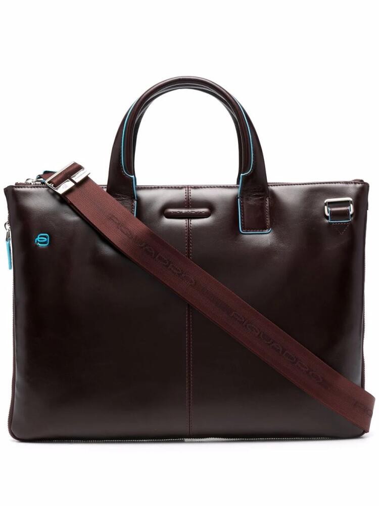 PIQUADRO logo leather briefcase - Brown Cover