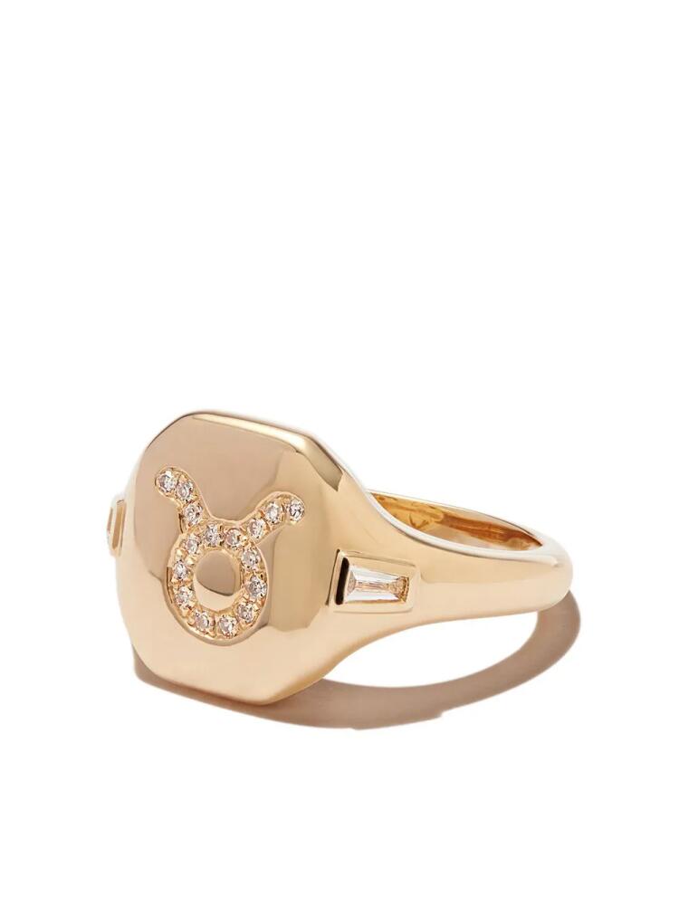 SHAY 18kt yellow gold Taurus diamond signet ring Cover