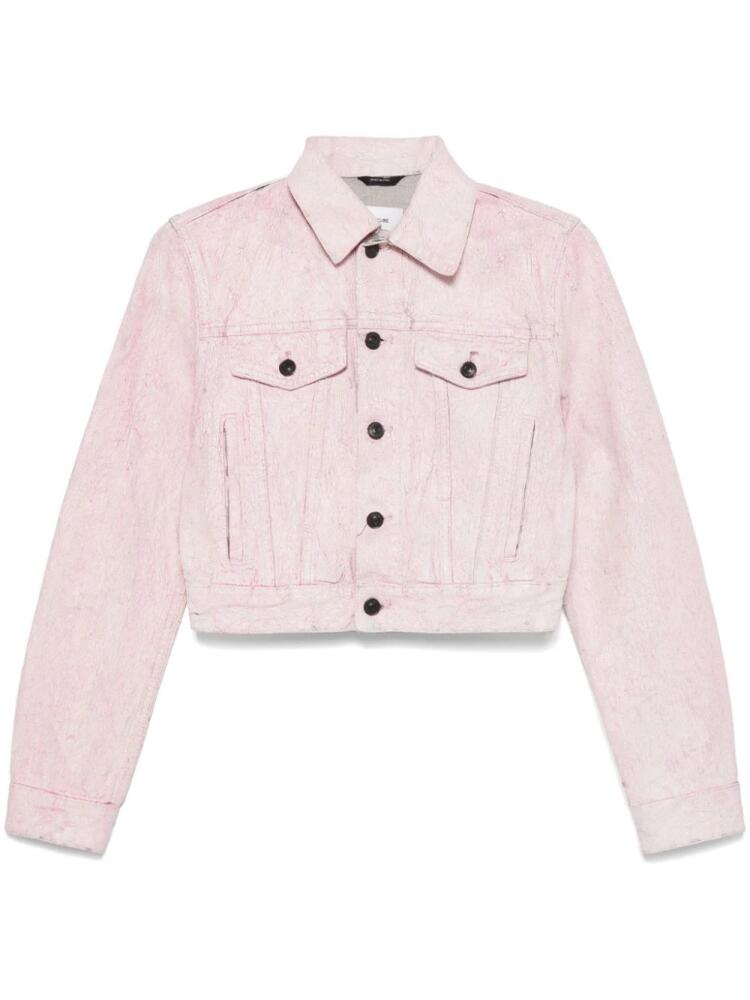 Haikure cracked denim jacket - Pink Cover