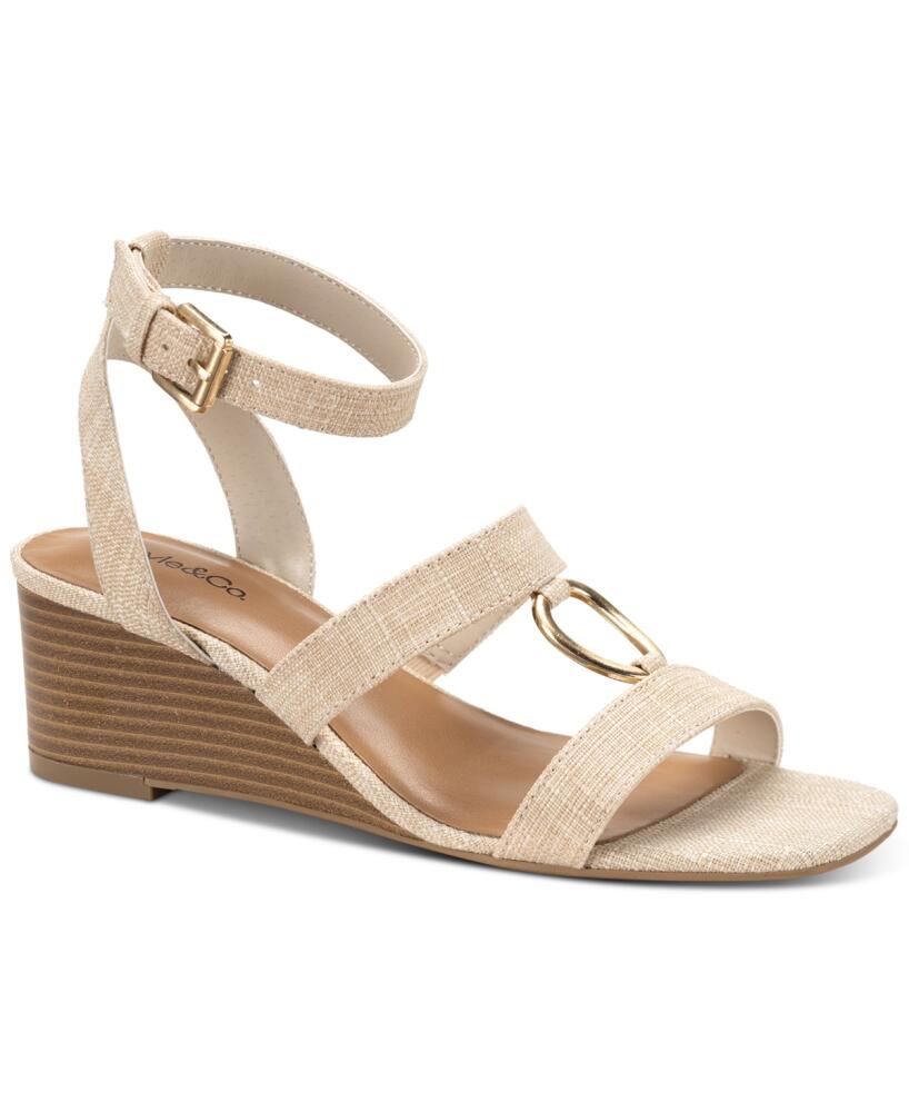 Style & Co Women's Lourizzaa Ankle-Strap Wedge Sandals, Created for Macy's - Natural Linen Cover