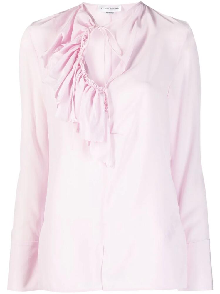 Victoria Beckham ruffle-detailing silk blouse - Pink Cover