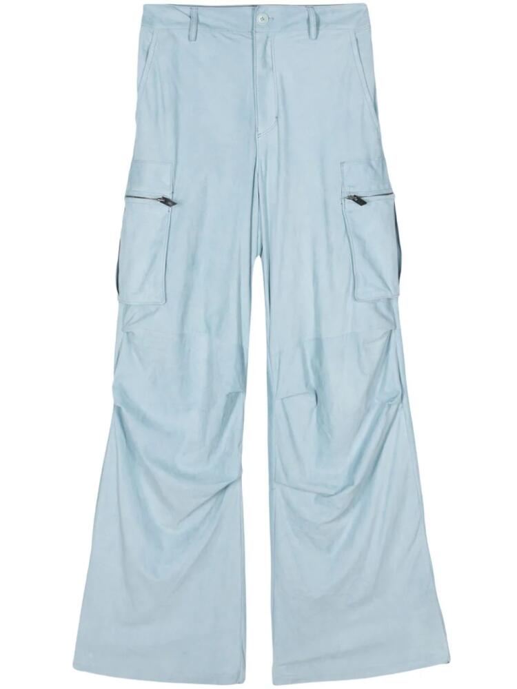 Salvatore Santoro straight-leg suede cargo trousers - Blue Cover