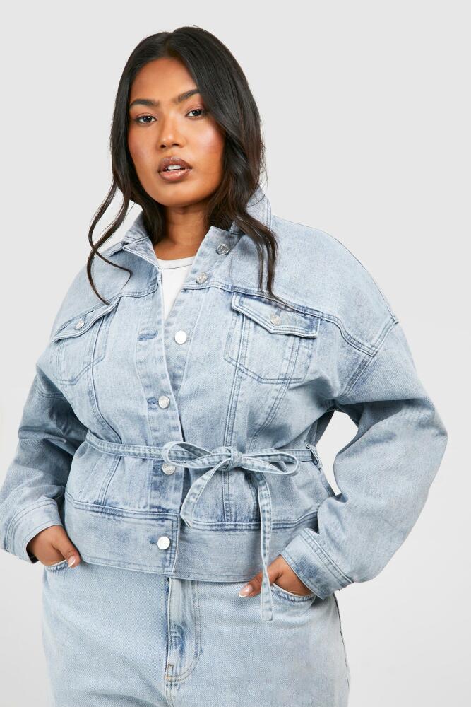 boohoo Womens Plus Denim Trucker Jacket - Blue Cover