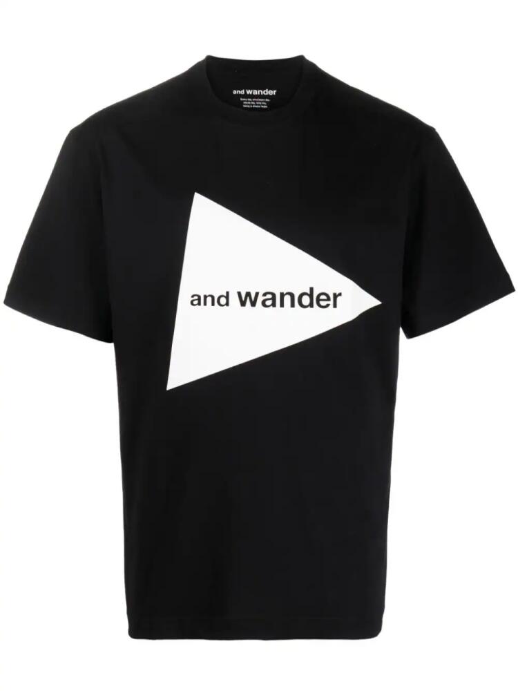 and Wander logo-print jersey T-shirt - Black Cover