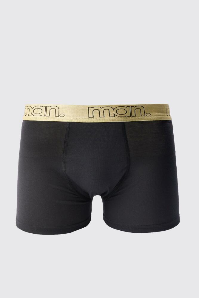 boohoo Mens Man Gold Waistband Boxer - Black Cover