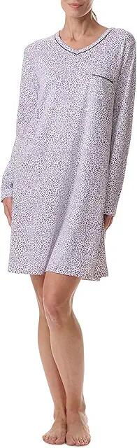 Karen Neuburger V-Neck Nightshirt With Satin Picot (Tiny Leopard) Women's Pajama Cover