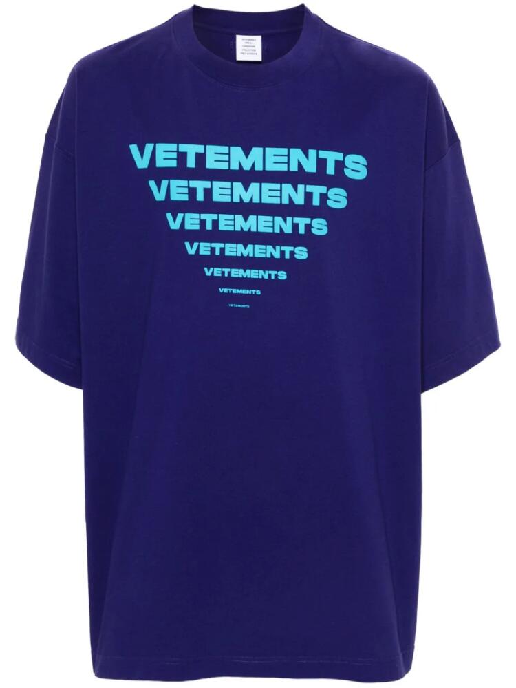 VETEMENTS logo-print cotton T-shirt - Purple Cover