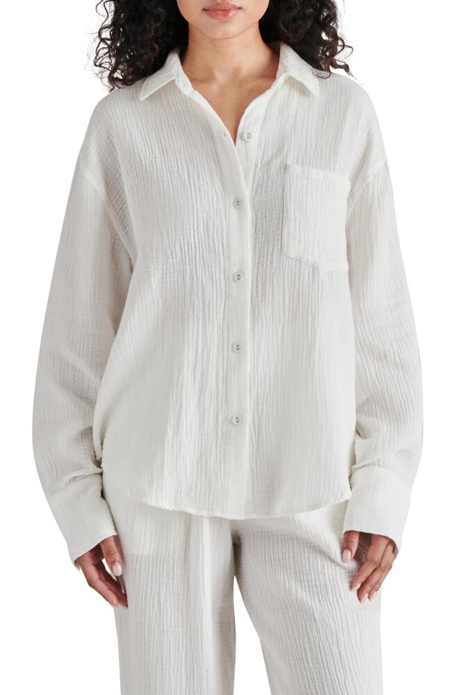 Steve Madden Juna Cotton Gauze Button-Up Shirt in White Cover