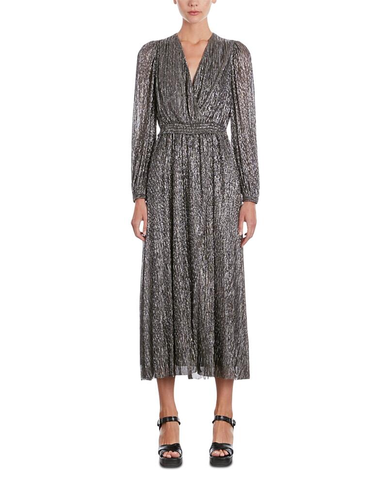 The Kooples Metallic Pleated Midi Dress Cover