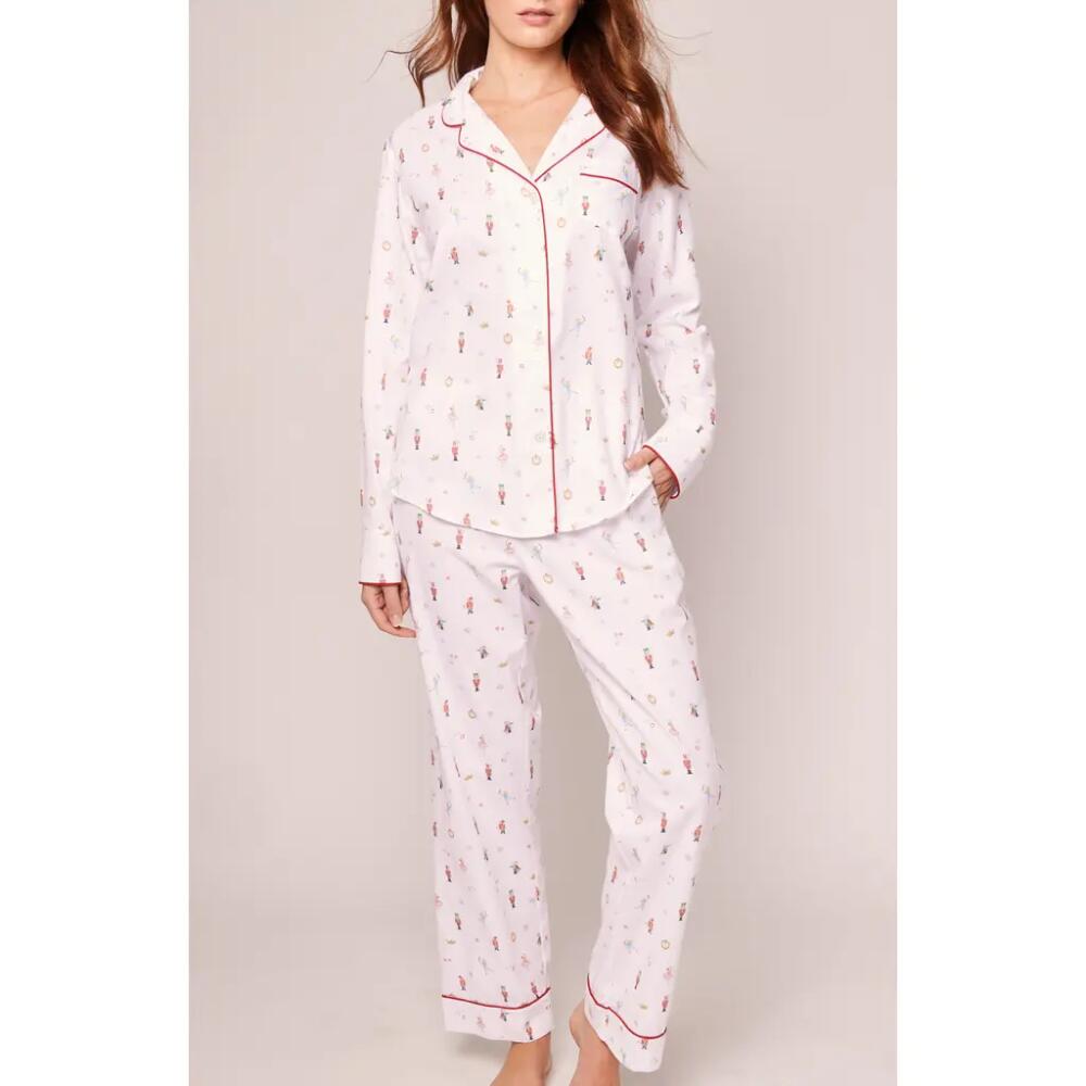 Petite Plume A Night at the Nutcracker Piped Cotton Pajamas in White Cover