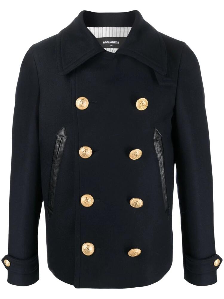 DSQUARED2 double-breasted wool-blend peacoat - Blue Cover