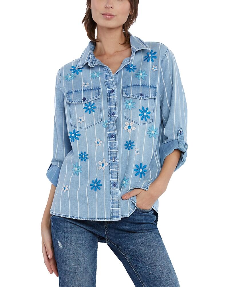 Billy T Floral Embroidery Denim Shirt Cover