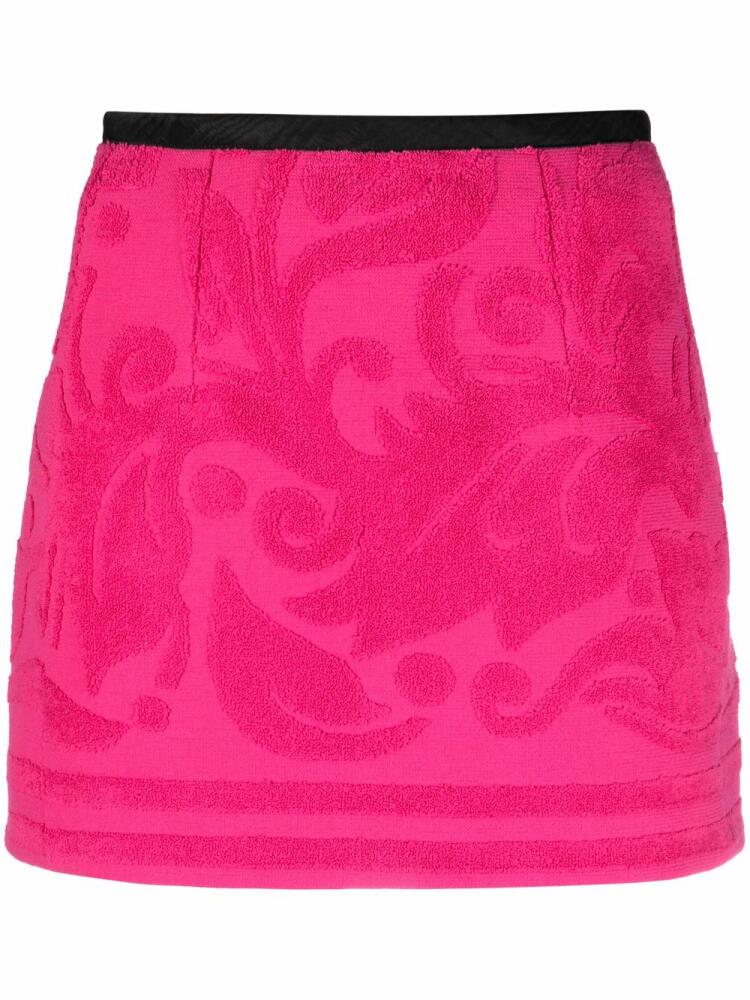 Marine Serre terry-cloth jacquard miniskirt - Pink Cover