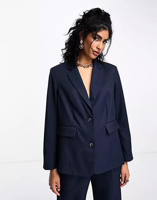 Vila twill tailored oversized blazer in navy - part of a set Cover