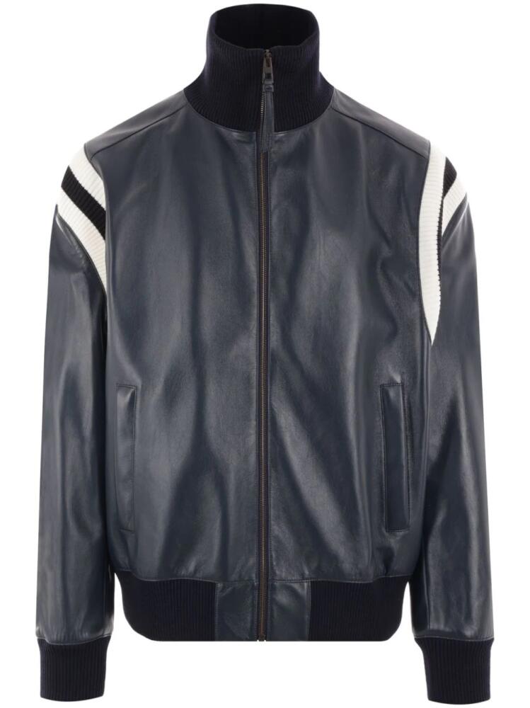 LOEWE panelled leather jacket - Blue Cover