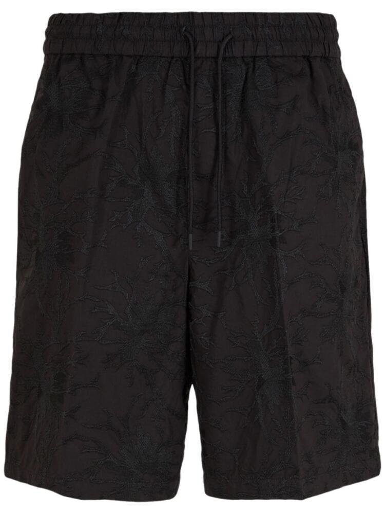 Emporio Armani embroidered cotton track shorts - Black Cover