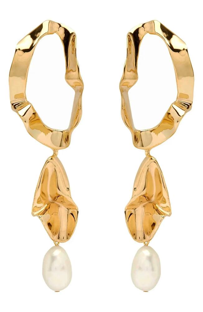 Sterling King Inside Out Pearl Drop Earrings in Gold Cover