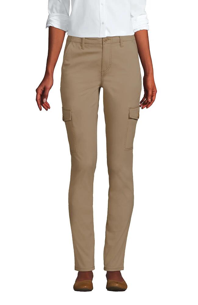 Lands' End Mid Rise Slim Cargo Chino Pants in Desert Tan Cover