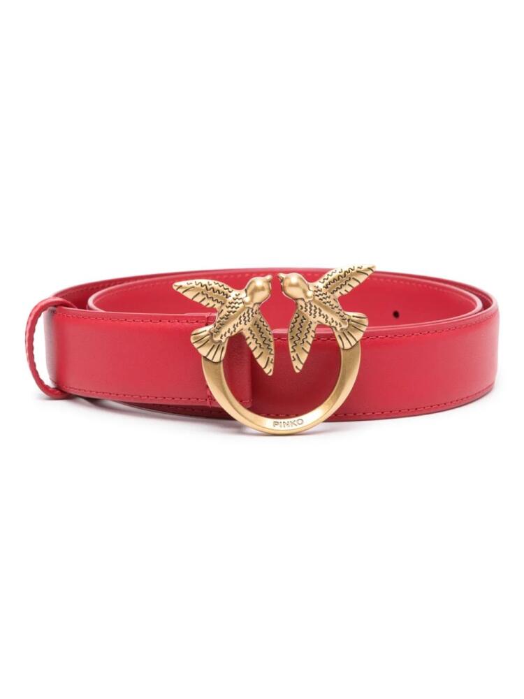 PINKO Love Birds leather belt - Red Cover