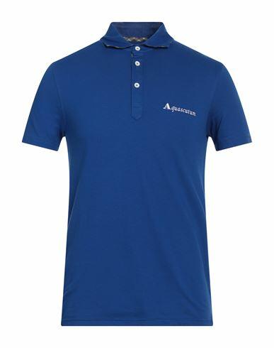 Aquascutum Man Polo shirt Blue Cotton, Elastane Cover