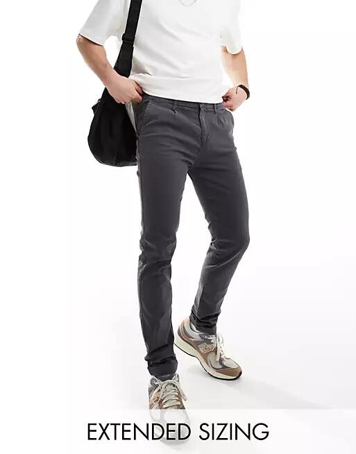 ASOS DESIGN skinny chinos in washed charcoal-Gray Cover